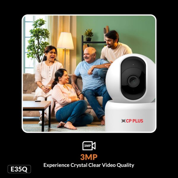 61HCXz2IU1L._SL1200_.jpg CP PLUS 3MP Full HD Smart Wi-Fi CCTV Camera | 360° Pan & Tilt | CTC Cyber Secure Tech | View & Talk | Motion Tracking | Night Vision | SD Card (Up to 256GB) | Alexa & OK Google | CP-E35Q