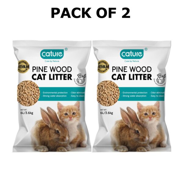 cature Care by Nature Pine Wood Cat Litter | Environmental Protection | Odor Elimination | Strong Water Absorption | Easy to Clean for Multiple Cats (7.2 Kg Total) (2 Packs of 3.6Kg)