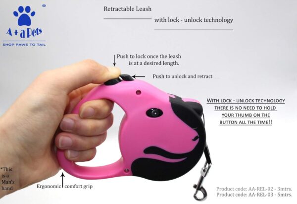 61HqrI8rTlL._SL1500_.jpg A+a Pets' Retractable Leash, Tangle-Free for Small Dogs Cat Puppy with Anti-Slip Handle (5 metres, Green)