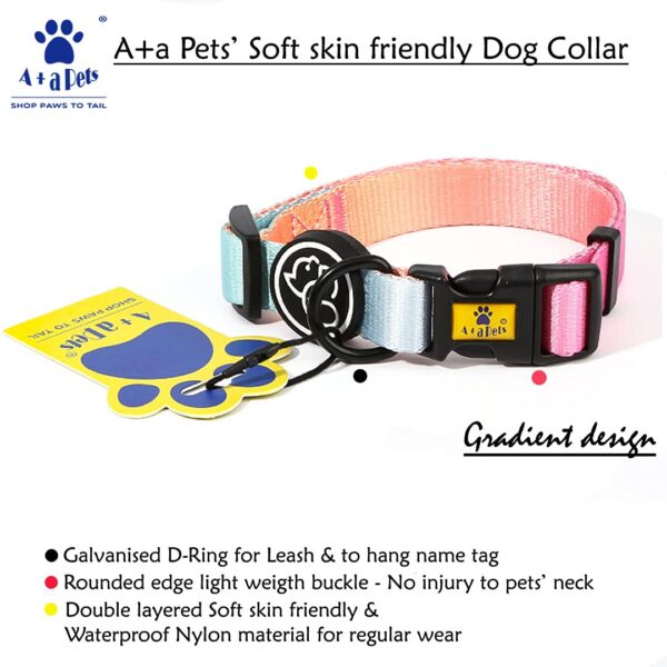 A+a Pets' Skin Friendly Dog Collar (Pink/Blue, Large)