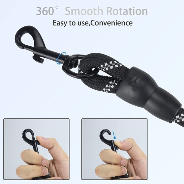 61Ig-j-SVQL._SL1500_.jpg Neville Premium and Strong 5 feet Long Dog Collar Leash for Large Dogs with Padded Handle and Highly Reflective Straps Dogs Perfect for Harness and Neck Collar Belts (15 to 80 kgs) Black