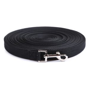 Dog Training Lead Long Rope Cotton Nylon Webbing Recall Obedience Line Leash for Pet 3M/20Ft (10.Feet, Black)