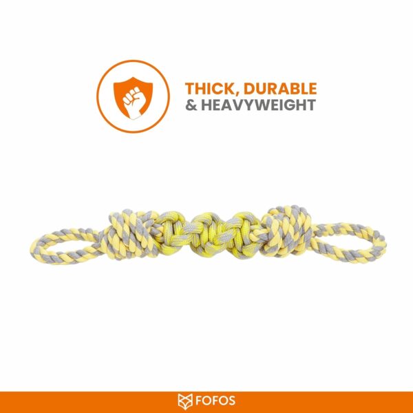 BarkButler x FOFOS Flossy Rope Toys for Dogs - Dog Chew Toy, Dog Toys for Large Dogs (10-30kgs) - Yellow & Grey