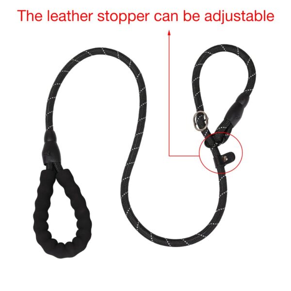 Qpets Dog Training Leash - Durable, Light Reflecting, Soft Padded Handle, Adjustable, Anti-Strain, Braided Rope for Small to Large Dogs (Black, 185cm)
