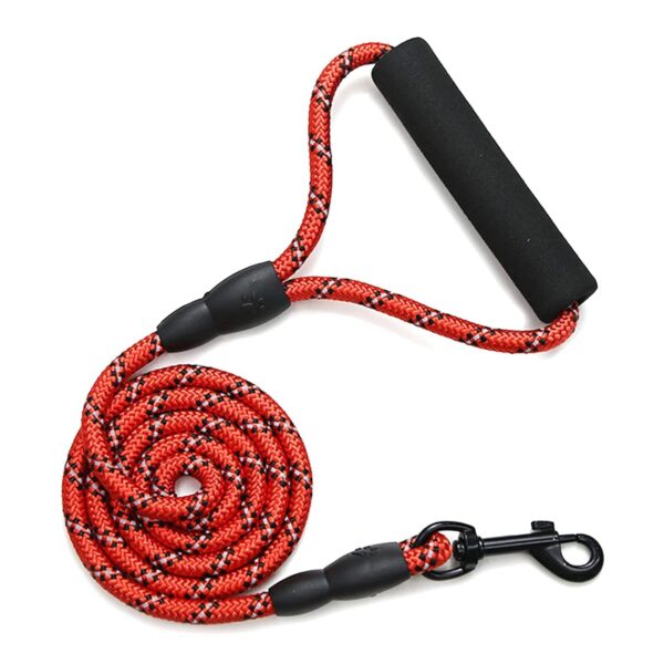 Reflective Adjustable Pet Leash for Dogs| Durable and Comfortable| Strong Nylon with Padded Handle| Straps Dogs Perfect for Harness and Neck Collar Belts ((D-Shape) 1/5 inch x 4 feet, Red)
