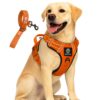 Premium Reflective Dog Vest Harness| Soft Breathable| Padded Handle| Adjustable Straps & Luxury Buckle| No-Choke Design with Free Leash-26mm Chest (22-30 inch) All Medium Breeds 14-22 Kg