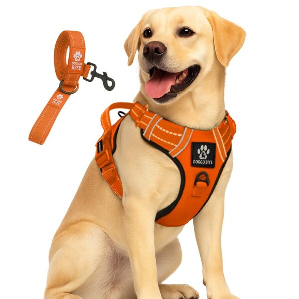 Premium Reflective Dog Vest Harness| Soft Breathable| Padded Handle| Adjustable Straps & Luxury Buckle| No-Choke Design with Free Leash-26mm Chest (22-30 inch) All Medium Breeds 14-22 Kg