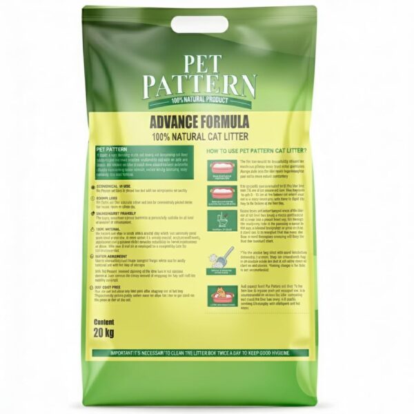 Pet Paterrn Natural Cat Best Litter, Quick-Clumping, Non-Scented, Low Dust Formula, Odour Free Home Exclusive (20kg)