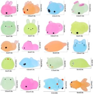 2 Pack Squishies Mochi Squishy Toys Glow in The Dark Party Favors for Kids - Mini Kawaii Squishies Mochi Animals Stress Relief Squishy Pack Squishy Cat Squishys with Storage Box