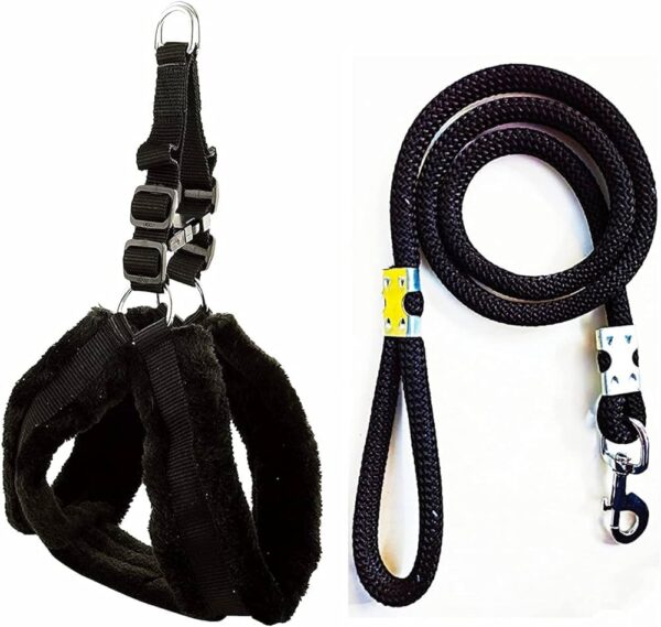 No Pull Dog Fur Harness - Step in Dog Harness No Pull Dog Fur Harness - Step in Dog Harness and Leash for Small Medium Large Dog - Escape Proof Adjustable Soft Dog Harness Leash Collar Set for Walking Training Hiking Outdoor