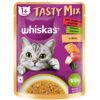 Whiskas Tasty Mix Adult (1+ year) Wet Cat Food, Seafood Whiskas Tasty Mix Adult (1+ year) Wet Cat Food, Seafood Cocktail Wakame Seaweed in Gravy, 70 g, Cat Food Made with Real Fish, Complete & Balanced Nutrition for Adult Cats