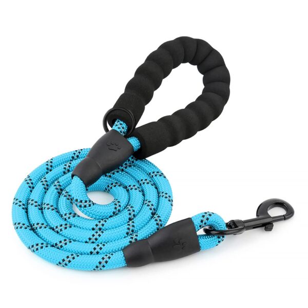 HANK Dog Leash | 3M Reflective Dog Rope | Soft Comfortable Handle | Heavy Duty Belt Hook | (Suitable Up to 10KG - Small Breed) - 5 Feet Long (S - Cyan Blue)