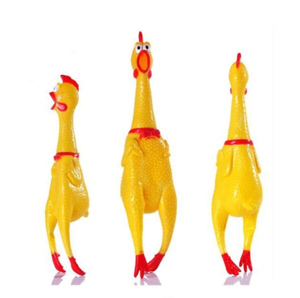 PSK PET MART Dog's Rubber Screaming Chicken Squeaker Chew Toy (Yellow) (Medium)