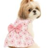 KUTKUT Floral Pattern Dog Dress with Lovely Bow Pet Apparel KUTKUT Floral Pattern Dog Dress with Lovely Bow Pet Apparel Dog Clothes for Small Breed Dogs and Cats | Puppy Summer Dress | Dogs and Cats Birthday Pet Apparel Dresses (Size:L, Bust:42cm, Length:32cm)