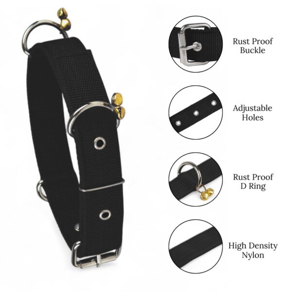Dog Collar Belt and Leash Set for Large Dogs, Dog Stylish Nylon Leash Belts with Bell - Labrador, Golden Retriever, Pitbull, German Shepherd, Husky, Doberman (Large, Black)