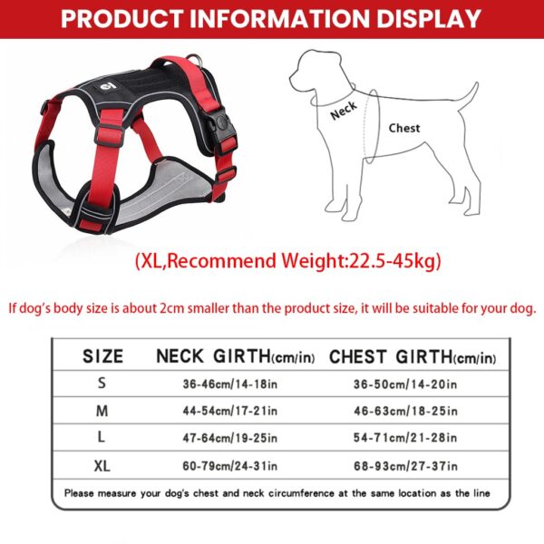 61KdDvLeL4L._SL1024_.jpg Qpets® No Pull Dog Harness with Safety Reflective Strip Quick Release Buckle Adjustable Size Easy Control Handle for Medium Large Dog (Red, XL, Recommended Weight: 22.5kg-45kg)