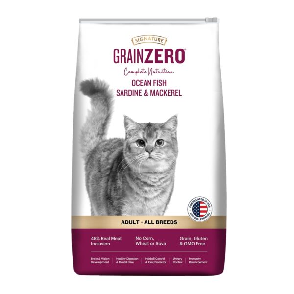 Grain Zero Adult Dry Cat Food 1.2kg | Ocean Fish, Grain Zero Adult Dry Cat Food 1.2kg | Ocean Fish, Sardine & Mackerel | 48% Fresh Fish Inclusion, No Grain Formula, Gluten-Free | Promotes Healthy Skin & Coat | All Breeds