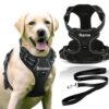 Dog Harness with Name id Customized for Dogs Large Medium Small Puppy All Breeds No Pull Harness Reflective Vest Harness Belt Adjustable with Personalized Dog Name (Black) (Large Dogs)