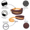 Dog Fur Harness, Collar & Leash Combo Set, Adjustable Size | for 36-45 Kilogram Dogs (XL, Orange-Brown)