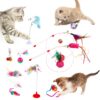 Pack of 13 Cat Toys, Plush Spring Mouse Colored Ball Pack of 13 Cat Toys, Plush Spring Mouse Colored Ball Toys for Kittens (Random Color)