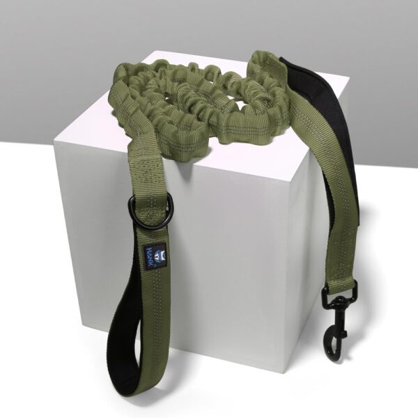 61M6lYcXCDL._SL1000_.jpg Hank Military Dog Leash | Heavy Duty Metal Hook | 3M Reflective | Stretchable Large Rope | Soft Double Handle | Suitable for Training, Walking, Adventure (Army Green 6 Feet)