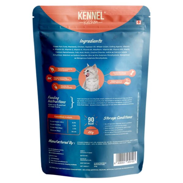Kennel Kitchen Wet Cat Food for Adults and Kittens, Fish Chunks in Gravy, 12 Pouches (12 X 100g) & Tuna in Jelly, 12 x 80g Each Grain Free Wet Cat Food for Adults & Kittens