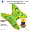 61MJ28vJ20L._SL1024_.jpg A+a Pets' Suede Harness & Leash Set for Cats, Small Dogs | Escape Proof | Night Safety Reflective Strips | 2 Leash Points (XL, Military Green)