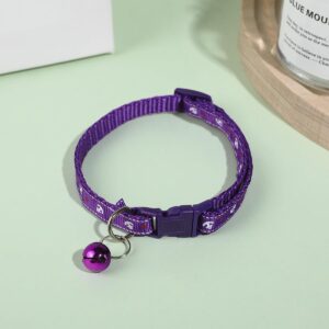 YellowCult Fancy & Comfortable Pet Collars for Cats, Puppies, Small Dogs, Fat Rabbits with Adjustable Size, Bell & Buckle Safety Lock-[Dotted Anchor] - [Purple]