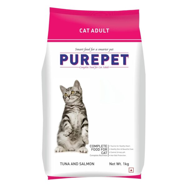 Purepet Adult Dry Cat Food Tuna & Salmon Flavour, 1 Purepet Adult Dry Cat Food Tuna & Salmon Flavour, 1 kg Pack