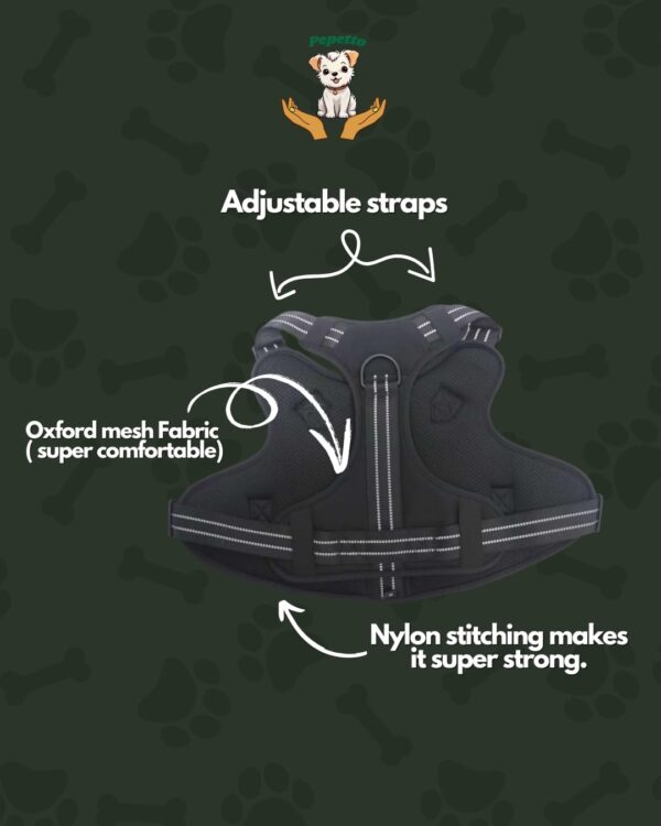 Dog Harness Tactical Dog Reflective Vest with Leash Pet Harness Military Standard Grade Material All Dog Breeds (Medium)