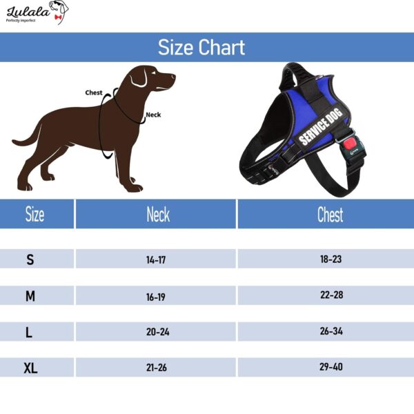 Lulala Service Dog Harness, Large Medium Small Dog No-Pull Reflective Vest,Breathable Adjustable Pet Harness with Piastic Handle for Outdoor Walking -with On Off Locker(Blue L)