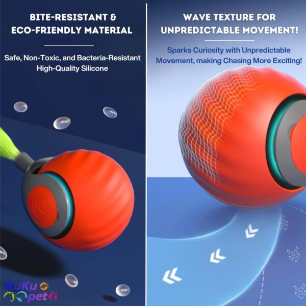 Interactive Cat Toy Ball with Tail | USB-C Rechargeable, No Batteries Required | 360° Rotating Ball for Playing & Excercising | Encourages Cat's Hunting Instincts