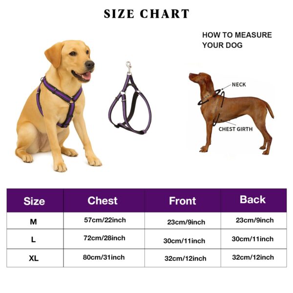 Dog Harness No Pull with Front Clip | Dog Walking Chest Harness with Reflective Adjustable Soft Padded Vest and Easy Control Handle Sizes (Medium, Purple)