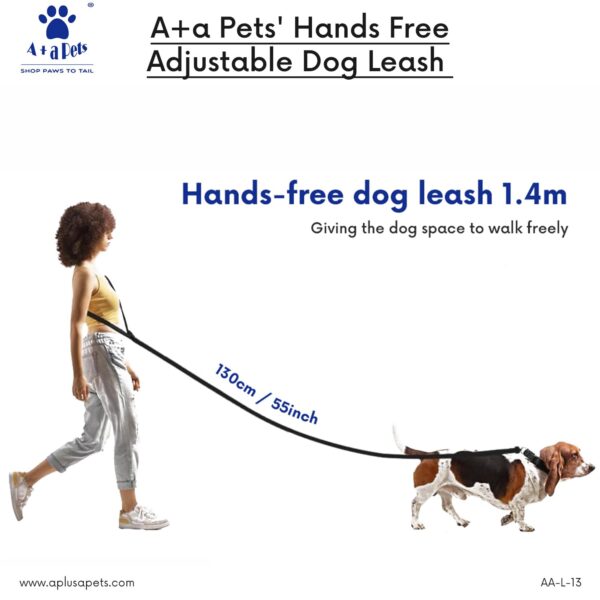 61Odq1jXouL._SL1500_.jpg A+a Pets’ Hands Free Adjustable Dog Leash | Waist Tie-up, Lightweight, Adjustable, Durable Nylon for Running, Hiking, Jogging & Walking (NYellow)