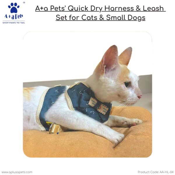 A+a Pets' Cat, Puppy and Small Dog Harness and Leash Set(Combo) - Quick Dry | Escape-Friendly | Comfortable Fit (Green Flora Print, L)