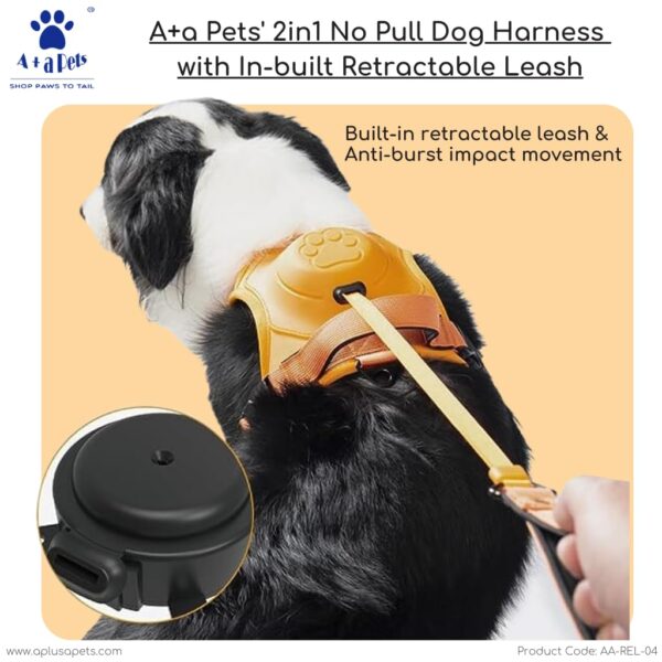 61P-0VQq9BL._SL1024_.jpg A+a Pets' 2in1 No Pull Dog Harness & Leash Combo | Handsfree Multi Function Pet Vest with Built-in Retractable Leash | Automatic Comfortable Body Belt (XL, Orange)