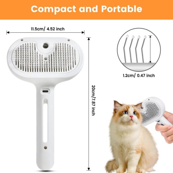 61PD1d3M12L._SL1500_.jpg Pet Steam Brush for Dogs & Cats | Self-Cleaning Grooming Comb with Water Spray, Anti-Static, Massage Bristles | Portable Pet Hair Remover for Long & Short Fur (Multicolor)