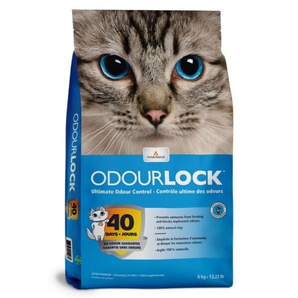 OdourLock Unscented Ultra Premium Cat Litter - Blocks Ammonia for 40 Days, Quick Absorption, Dust-Free, Extra-Hard Clumping, Multi-Cat Friendly, Made in Canada, Easy Maintenance 6kg