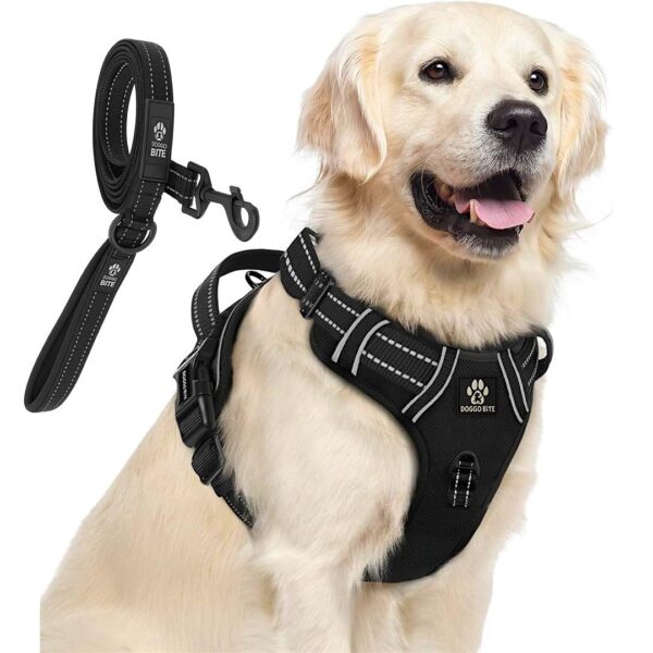 Premium Reflective Dog Vest Harness| Soft Breathable| Padded Handle| Adjustable Straps & Dual Lock Buckle| No-Choke Design with Free Leash-22mm Chest (28-35 inch) All Giant Breeds 35-60Kg