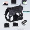 Dog Harness with Leash Small Medium & Large All Breeds for Dogs Harness Reflective Adjustable Belt Vest Harness (Tactical Harness with Leash) (Black) (Large Dogs)