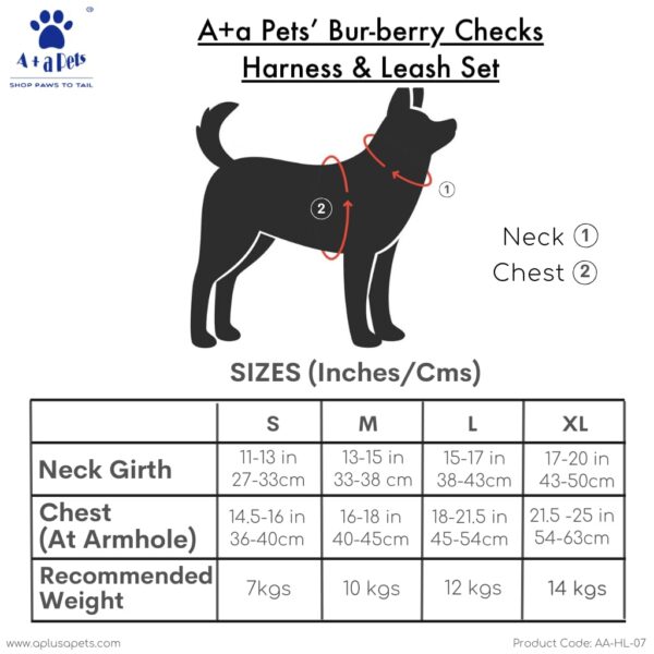 61QKybkm97L._SL1024_.jpg A+a Pets' Bur-Berry Checks Combo of Harness & Leash Set for Dogs and Cats (S)