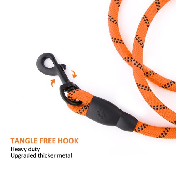 HANK Dog Long Leash | 3M Reflective Leash for Medium, Large Dogs | Metal Hook | Soft Comfortable Handle | Shockproof | Dog Rope (15 Feet Long - Neon Orange)