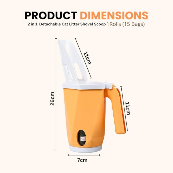 Foodie Puppies 2 in 1 Detachable Cat Litter Scoop - (LitterMug Scooper) with Garbage Bag Bin | Easy to Scoop, Comfortable Grip Handle, Cleaning Tool for Cat Sand and Waste Removal