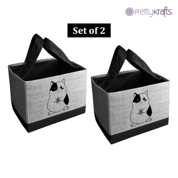 61RO31DIZpL._SL1100_.jpg PrettyKrafts Toys Storage Box, Storage Organizer for Kids, (Pack of 2) Jute Grey