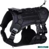 Dog Harness with Leash Small Medium & Large All Breeds for Dogs Harness Reflective Adjustable Belt Vest Harness (Tactical Harness with Leash) (Black) (Large Dogs)