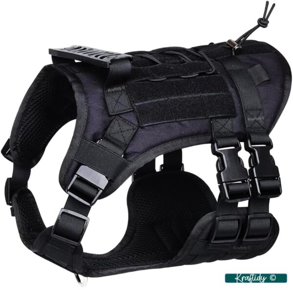 Dog Harness with Leash Small Medium & Large All Breeds for Dogs Harness Reflective Adjustable Belt Vest Harness (Tactical Harness with Leash) (Black) (Large Dogs)