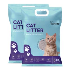 Premium 10 Kg Lavender Scented Cat Litter | Natural Bentonite Clay | Odour Control, Dust Free Scoopable, Instant Clumping, 100% Chemical Free