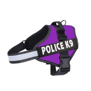 Emily Pets Police-K9 Dog Harness,No Pull Harness for dogs,Breathable and Emily Pets Police-K9 Dog Harness,No Pull Harness for dogs,Breathable and Easy Control with Handle & Leash Attachment ,Easy Walking Training for Dog,Dog Training No Escape Adjustable Reflective Vest(S,Purple)
