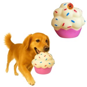 What's Poppin Muffin Cup Squeaky Dog Toy | Colorful Cupcake What's Poppin Muffin Cup Squeaky Dog Toy | Colorful Cupcake Design with Sprinkles | Soft Rubber Chew Toy for Small & Medium Dogs | Interactive Fetch, Chewing & Boredom Relief with Built-in Squeaker