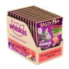 Whiskas Tasty Mix, Adult (1+ Years) Wet Cat Food with Whiskas Tasty Mix, Adult (1+ Years) Wet Cat Food with Real Fish, Seafood Cocktail Wakame Seaweed in Gravy Flavour, 12 x 70 g Pouches